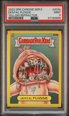 2022 Garbage Pail Kids Chrome S5 Dental Flossie Yellow Refractor 254/275 PSA 9 - Image 1 of 2