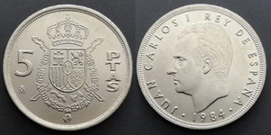 Coin Espagne - 1984  M - 5 pesetas Juan Carlos M couronné (N1448) - Picture 1 of 3