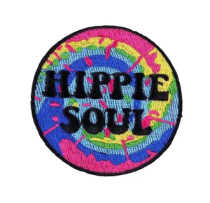Hippie Soul Rainbow Coloured Embroidered Sew or Iron On Patch - Picture 1 of 2