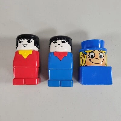Mega Bloks Figures Girl Boy 2-Sided Blue Base Megaville Playset Parts - Image 1 of 4
