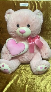 Valentine’s Day Teddy Bear Plush Pink Heart Stuffed Animal. - Picture 1 of 3