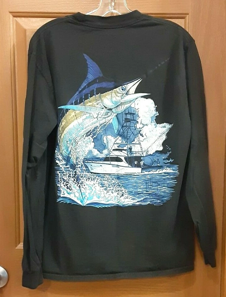 Camiseta Guy Harvey Original Azul Manga Larga Azul Marlín Pesca en Mar Profundo Talla M Foto 1 de 4