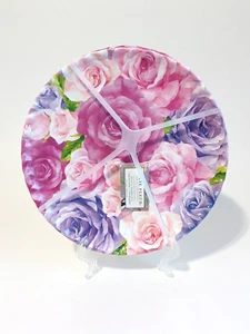 Jolie Fleur Multicolor Rose Melamine Dinner Plates Set Of 4, Spring Summer - Picture 1 of 1