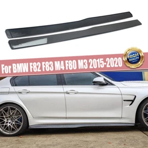 For 15-20 BMW F82 F83 M4 F80 M3 Carbon Fiber Look PSM Style Side Skirt Extension - Picture 1 of 11
