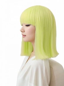 Prettyland Bob Pony Perücke Kurze glatte hitzfeste Wig Fasching Gelb-Grün C634 - Bild 1 von 3