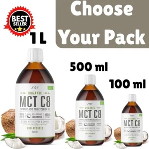 Organic C8 Mct Oil 100% Pure, Premium Coconut Oil Sustainably Sourced, Boosts UK - Picture 1 of 31