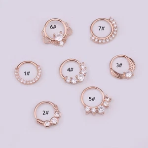 1Pc Surgical Steel Nose Ring Hoop Septum Piercing CZ Cartilage Earrings Jewelry - Picture 1 of 16