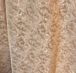Peach Gold Floral Metallic Brocade Fabric 50” Width Sold By The Yard - Picture 1 of 3