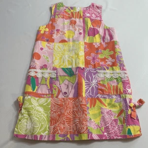 Lilly Pulitzer Girls Vintage Patchwork Quilt Fish Frog Dress Size 6 - Picture 1 of 9