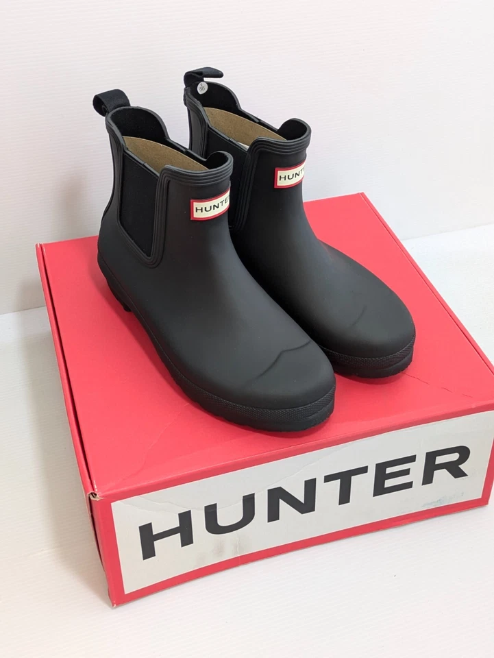 Hunter Women's Original Chelsea Rain Boots Size 8 Black Waterproof Mid Top