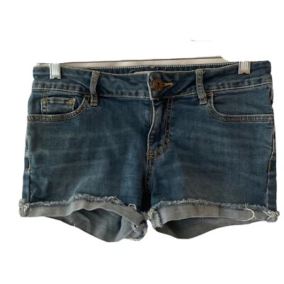 Bullhead Shorts Womens Size 3 Denim Cuffed Juniors Dark Wash Stretch - Imagem 1 de 4