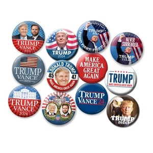 Donald Trump JD Vance 12 PACK - 2.25" pinback buttons - 2024 Republican fight - Picture 1 of 3