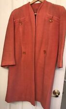 Vintage Hillmoor Coat Coral Orange Lambs Wool w/ Large Lucite Buttons OOAK Rare