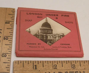 VINTAGE PHOTOCHROM LTD SET 12 PHOTOS IN FOLDER LONDON UNDER FIRE WWII BLITZ - Picture 1 of 24