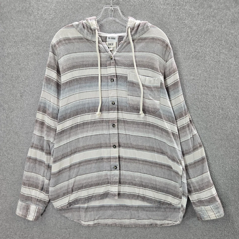 Sudadera BKE Hebilla Mujer XL Gris Rayas Cárdigan Con Capucha Bolsillos Broches a presión Foto 1 de 4