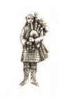 A.E. Williams Fine Brittish Pewter Lapel Hat Pin Piper Bag Pipes Man  #35610