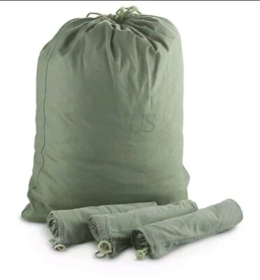 Bolsa de lavandería usada buena USGI verde oliva drab pequeña de algodón cuartel *mocinc. 1982* Foto 1 de 2