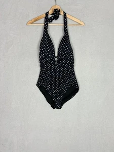 Lauren Ralph Lauren, Damen Badeanzug schwarz + weiß gepunktet, Gr. UK 8 - Bild 1 von 8