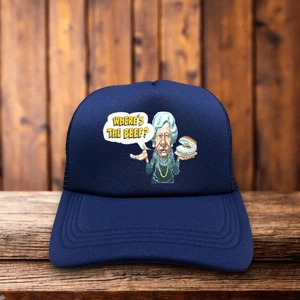 Where's The Beef Mens Trucker Hat Navy Snapback 1984 Wendy's Advertisement Cap - Picture 1 of 5