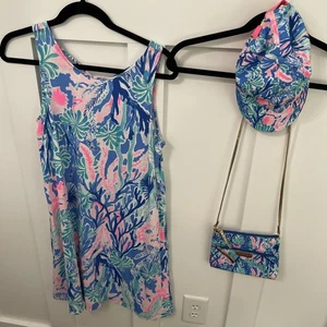 3er Set Lilly Pulitzer Jet Stream Print - Kirsten Kleid - Medium - Hut - Crossbody - Bild 1 von 15