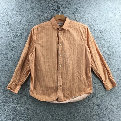 Banana Republic Button Up Shirt Men L Orange Striped Cotton Long Sleeve Collared - Image 1 of 4