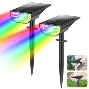Solar Spot Lights Outdoor Waterproof, RGB Solar Color Changing Lights with 9 ... - Picture 1 of 7