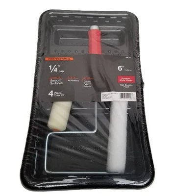 Kit de recorte de pintura profesional de 4 piezas 2 rodillos de 6 pulgadas 1/4 mango y bandeja de espuma para siesta Foto 1 de 4
