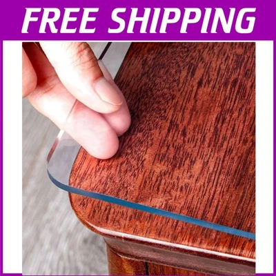 Multi-Functional Clear PVC Table Cover 40 x 72 - Perfect for Dining & Office - Image 1 of 4