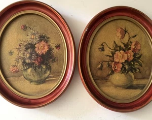 MCM Set 2 Countess Zichy Asters Z33 & Poppies Z37 Oval Framed Art Prints - Picture 1 of 11