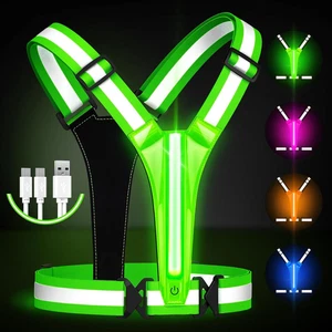 LED reflektierende Laufweste Ausrüstung, Leuchtweste Läufer Nacht Gehen USB Aufladen - Bild 1 von 12