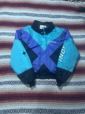 Vntg POLARIS INDY Snowmobile Racing Winter Jacket Thermoloft Sz Large USA Union - Image 1 of 4