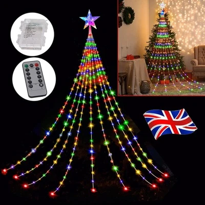 Christmas Fairy Lights LED Star String Waterfall Xmas Home Decor Tree Ornaments - Image 1 of 4