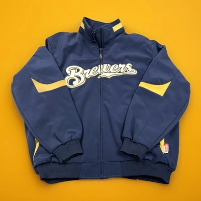 Majestic Mens 2XL Milwaukee Baseball Brewers Full Zip Therma Base Jacket Coat - Image 1 of 4