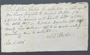 1826 Recipt signed Franklin White Massachusetts - Bild 1 von 1