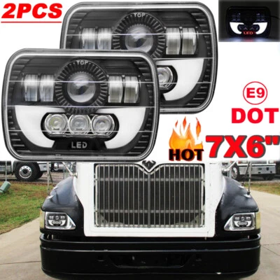 2x 7x6" LED Headlights Hi-Lo Beam DRL Fit International Harvester 4700 4800 8200 - Image 1 of 4