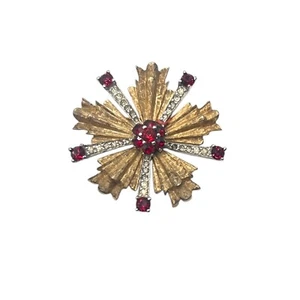 Broche racimo rubí cruz maltesa Starburst Starburst firmado de colección Jomaz Mazer Bros - Imagen 1 de 7