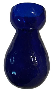 Cobalt Blue Crackle Glass Vase: Mid Century Styling, Stunning! - Picture 1 of 7