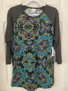 Nuova camicia LuLaRoe Randy taglia XL Bright Teal Paisley unicorno vintage rara - Foto 1 di 5