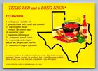 Postcard Vtg Texas Recipe Cooking Red And A Long Neck Chili 4x6