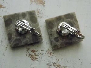 Nice Pair of Clip On Style Petoskey Stone Earrings   - Picture 1 of 5