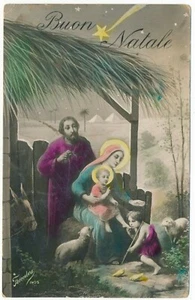 Buon Natale Italian Merry Christmas Holiday Postcard Posted Termini Sicily 1922 - Picture 1 of 3