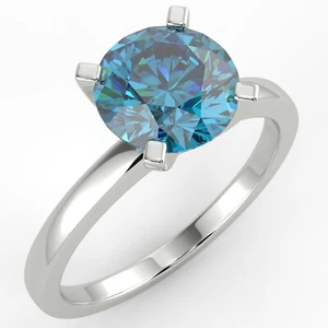 Round Diamond Engagement Ring Solitaire 1.51 Ct VS1 Blue 14ct White Gold - Picture 1 of 6