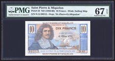 Saint Pierre & Miquelon 10 Francs 1950-60 P23 PMG Superb Gem Uncirculated 67 EPQ