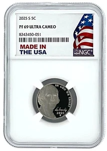 2025 S Jefferson Nickel NGC PF69 Ultra cameo - supporto Made in USA - Foto 1 di 2
