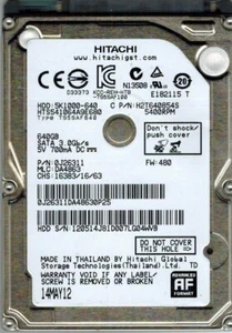 Disque dur disque dur SATA 2,5" pour ordinateur portable Hitachi 640 Go HTS541064A9E680 5400 tr/min - Photo 1/5