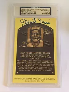 1964 HOF gelbe Plakette Monte Irvin signiert/Auto PSA zertifiziert New York Giants - Bild 1 von 2