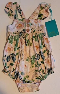 NWT Posh Peanut Harper Henley Ruffled Cap Sleeve Bubble Romper Size 12-18 Mths - Picture 1 of 5
