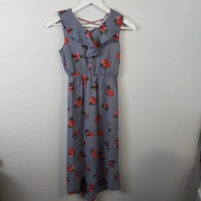 Monteau девочка темно-синий и розовый с подкладкой платье оборки молодежный размер 12 EUC супер милый! / B127 - Изображение 1 из 4