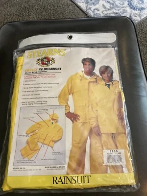 C-22 STEARNS DRIFLEX YELLOW 2 PIECE NYLON RAIN SUIT X-LG. NEVER WORN - Image 1 of 4