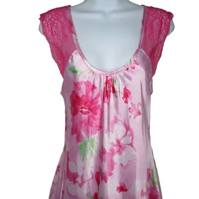 Camisón Jones New York Largo Completo L Rosa Encaje Sin Mangas Nuevo Antiguo Stock Foto 1 de 4